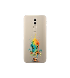 Huawei Mate 20 Lite ile uyumlu Splash ahtapot tasarımlı şeffaf silikon kılıf