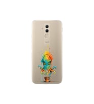 Huawei Mate 20 Lite ile uyumlu Splash ahtapot tasarımlı şeffaf silikon kılıf