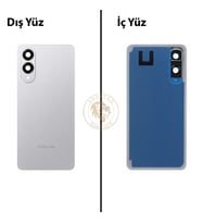 Samsung Galaxy S25 Edge Gümüş Renk Lensli Arka Kapak Arka Cam Batarya Kapağı Pil Kapağı Lazer Kesim Back Cover Galaxy S25 Edge Uyumlu