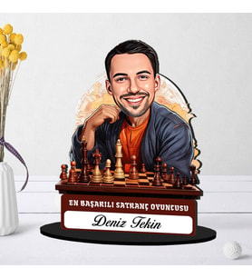 Kişiye Özel Erkek Satranç Oyuncusuna Hediye Karikatürlü Biblo