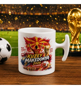 BK Gift Kuzey Mekadonya Taraftar Temalı Dünya Futbol Kupası Tasarımlı Hammer Kupa Bardak-1
