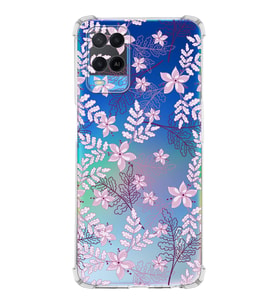 PrintiFy Oppo A54 Uyumlu Köşe Korumalı Floral Pudra Tasarımlı Şeffaf Silikon Kılıf