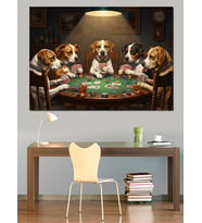 Poker Oynayan Karizmatik Köpekler Grubu Dekoratif Kanvas - Mdf Ahşap Tablo