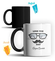 Kişiye Özel Love You Dad 2 Tasarımlı Sihirli Kupa Bardak (Siyah - Beyaz)