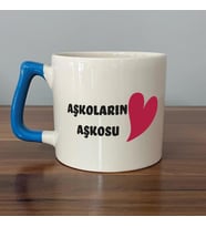 Aşkoların Aşkosu Baskılı Mavi Kulplu D Sevgililer Günü Kupası
