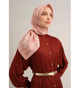 Armine Sura İpek Eşarp 9311 - 02 Somon Karışık Desen