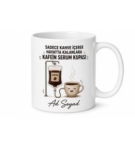 Kafein Serum Kupası Kahve İçerek Hayatta Kalanlar İçin Hediye Kupa Bardak