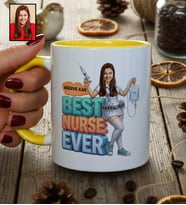 Kişiye Özel Karikatürlü Hemşire Best Nurse Ever Kupa Bardak Tıp Bayramı Hediyesi