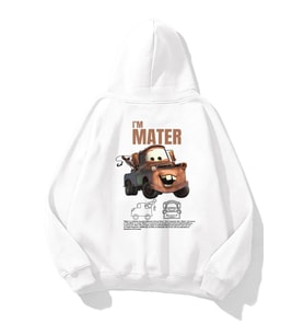 Mater Cars Baskılı Unisex Sweatshirt (Beyaz)