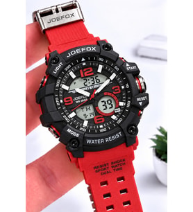 Joefox Digital Ve Analog 2 Yıl Garantili Kronmetre+Takvim+Alarm+Aydınlatma Erkek Kol Saati JOE.S1