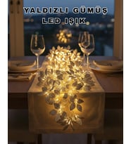 Yaprak Şekilli Gümüş LED Işık Pilli Dekoratif Aydınlatma