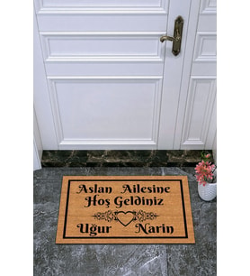 Kişiye Özel Üretim Aslan Ailesine Hoşgeldiniz Yazılı Kapı Paspası Kapı Önü Paspas