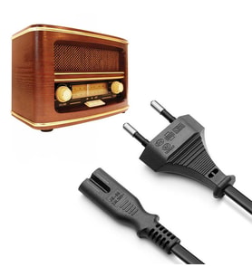 Teyp Güç Kablosu Teyp Radyo Uyumlu Güç Kablosu Teyip Power 2 pin Kablo (Siyah)