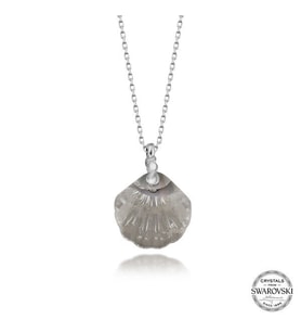 Crystal Taşlı  Deniz Kabuğu  925 Ayar Gümüş Kolye