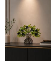 Dekoratif Zeytin Ağacı Biblo 21x26 cm Reçine El Yapımı Siyah Zeytinli Konsol Vitrin Ofis Masa Üstü Ev Dekoru