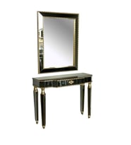 Dresuar 17338 HAYAL Çekm Geniş tabla Gold Cam Ayna Kaplama ayak nakış ayna Elyapı (Siyah)