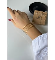 Gold Kaplama Düz Kumlu Model 3 lü Çelik Ajda Model Bilezik (65 mm)
