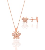 Söğütlü Silver Gümüş  rose kelebek modeli ikili set