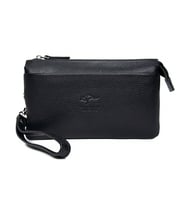 KANGAROO KINGDOM Hakiki Dana Deri Lacivert Erkek El Portföy Clutch Çantası 5488-L (Siyah)