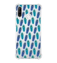 PrintiFy Huawei P30 Lite Uyumlu Nazar Boncuğu 4 Baskılı Şeffaf Köşe Korumalı Antişok Kılıf