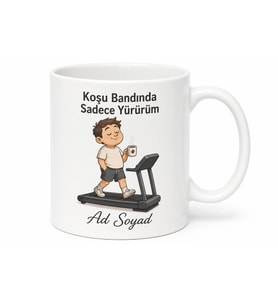 Koşu Bandında Sadece Yürüyen Tembel Sporcu Esprili Kupa Bardak Hediye