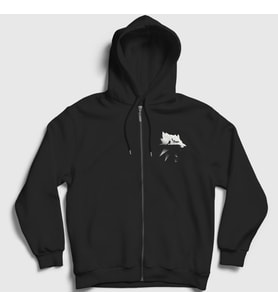Presmono Unisex Siyah Wolf Dizi Witcher Fermuarlı Kapüşonlu Sweatshirt 328000tt