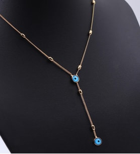 Nazar Boncuklu Gold Renk Kadın Kolye