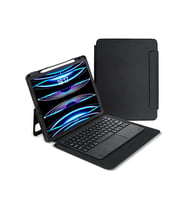Apple iPad Pro 13 2024 Uyumlu Zore Border Keyboard Bluetooh Bağlantılı Standlı Klavyeli Tablet Kılıfı (Siyah)