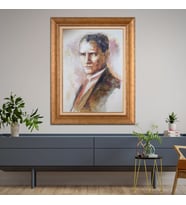 Altın Varaklı Çerçeveli Paspartulu Atatürk Tablo DC0874 (Gold)