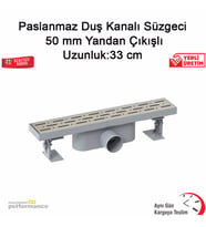 Paslanmaz Duş Kanalı Süzgeci 50 Mm Yandan Çıkışlı Uzunluk:33 Cm