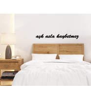 BK Home Aşk Asla Kaybetmez Ahşap Duvar Yazısı-1 (Siyah)