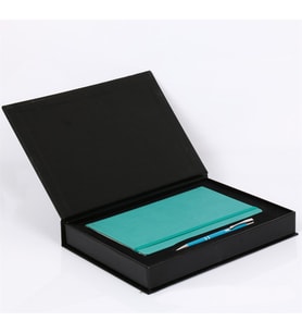 Metal Tükenmez Kalem 13 x 21 Defter Kutulu Set (Turkuaz)