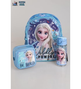 DEKOMUS LİSANSLI ELSA FROZEN TEK BÖLMELİ KÜÇÜK BOY 32 CM ANAOKUL ÇANTASI,BESLENME KABI VE 500 ML TRITAN MATARA OKUL/KIRTASİYE SETİ (Mor)