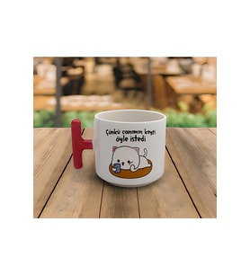 Latte & Espresso El Yapımı Mochi Cat Canım Öyle Istedi Baskılı T Kulp Kupa 200 Ml
