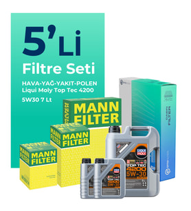 MANN BMW X5 3.0 Dizel Filtre Bakım Seti Liqui Moly Motor Yağlı (2011-2013) 5 Li