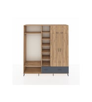 Hyperion Dolap 12 Raflı 2 Çekmeceli 2 Askılı 220x44x243 Çam-Çam/Antrasit