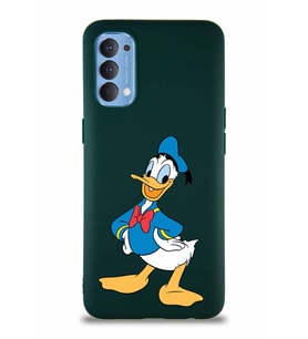 Oppo Reno 4 Soft Premier Kapak Donald Duck-C Tasarımlı Silikon Kılıf - Yeşil (Şeffaf)
