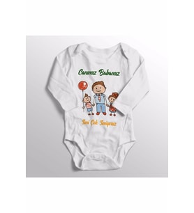 Bebek Beyaz Canımız Babamız Seni Çok Seviyoruz Baskılı Zıbın