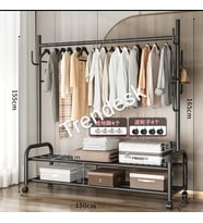 TRENDESK Metal Siyah / Beyaz  Portmanto Konfeksiyon Askısı Ayaklı Askılık Elbise Askılığı  155*150 cm