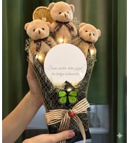 Büyük Boy Led Işıklı Aynalı Ayıcık Buketi - Aynalı Peluş Ayıcık Buketi (Model 1)