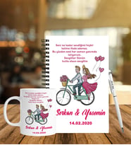 Sevgililer Gününe Özel Ahşap Defter Kalem & Kupa Hediye Seti 10