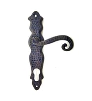 Antika Tarz Dekoratif Pirinç Kıvrık Yale Kapı Kolu - 210x43 mm, Oksit