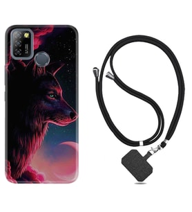 INFINIX Smart 4 5 6 Zero 8 S5 Pro Kılıf Boyun Askılı Silikon Wolf and Moon 1380