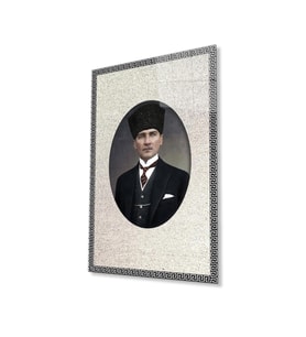 Çerçeveli Atatürk Cam Tablo 4mm Dayanıklı Temperli Cam, Framed Atatürk Glass Wall Art (Çok Renkli)