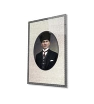Çerçeveli Atatürk Cam Tablo 4mm Dayanıklı Temperli Cam, Framed Atatürk Glass Wall Art (Çok Renkli)