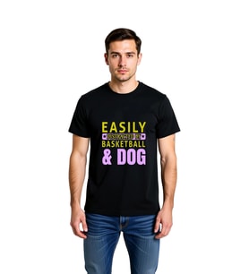 Erkek Basketbol Köpek Baskılı Günlük Tişört Crew Yaka Kısa Kol %100 Pamuk Rahat Kesim Modern Şık