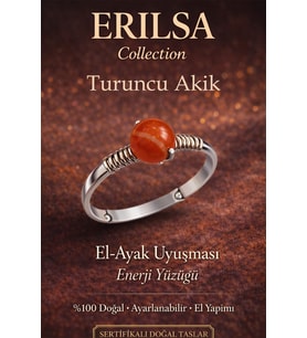 Sertifikalı El Ayak Uyuşması Enerji Yüzüğü – Turuncu Akik Ayarlanabilir Gümüş Kasa Aslan Başak Burcu (Çok Renkli)