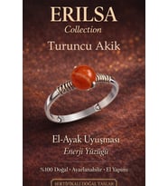 Sertifikalı El Ayak Uyuşması Enerji Yüzüğü – Turuncu Akik Ayarlanabilir Gümüş Kasa Aslan Başak Burcu (Çok Renkli)