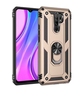 Xiaomi Redmi 9 Kılıf Yüzüklü Zırh Tank Vega (Gold)