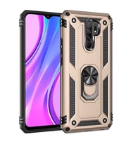 Xiaomi Redmi 9 Kılıf Yüzüklü Zırh Tank Vega (Gold)